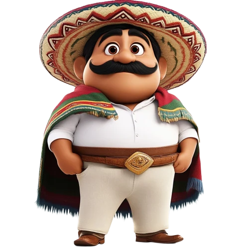 Pepe, der Held aus dem Spiel El Pollo Loco, lädt zum Spielen ein.